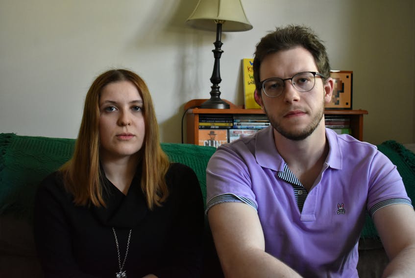 Alex Gallant, left, and her fiancé, Adam Wood, have struggled with shifting deadlines and vague guidance in an effort to move Adam's dad, John, from New Brunswick to Summerside.