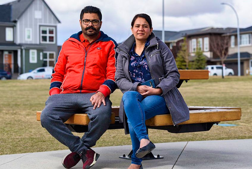 Gurbhajan, left, and Rajvir Dhillon pose for a photo on Sunday, May 2, 2021. Gurbhajan’s parents Harbans and Sukhdev Dhillon are unable to fly back to Canada from India because of the travel ban resulted from the COVID-19 crisis in India. 