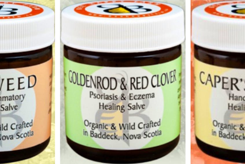 Healing salves, such as the ones shown above, are just some of the products handcrafted by Iris Kedmi at the Happy Bee Farm located near Baddeck. DAVID JALA/CAPE BRETON POST