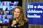  Finance Minister Chrystia Freeland talks to families virtually about $10 a day childcare after the Federal budget last week.