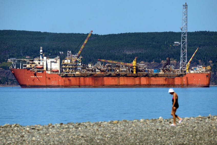 The future of the Terra Nova floating production, storage and offloading vessel — pictured in Conception Bay in 2020 — is still not decided as the government and operator Suncor Energy and its partner companies continue discussions on the vessel and the offshore field. Telegram file photo