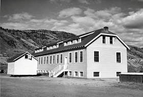 A new classroom building at the Kamloops Indian Residential School is seen in Kamloops, B.C., circa 1950.