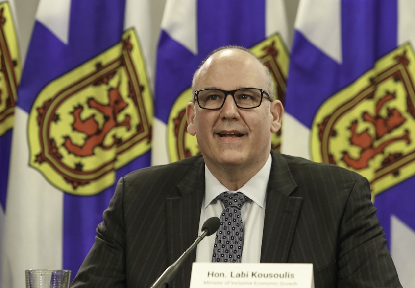 Finance Minister Labi Kousoulis addresses media Tuesday during an online news conference to announce government support for Nova Scotia's small business community. - Communications Nova Scotia