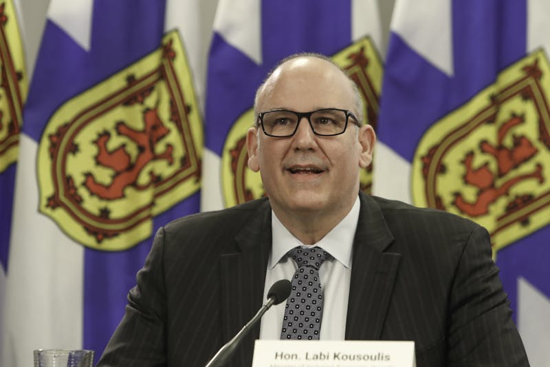 Finance Minister Labi Kousoulis addresses media recently at an online news conference to announce government support for Nova Scotia's small business community. - Communications Nova Scotia