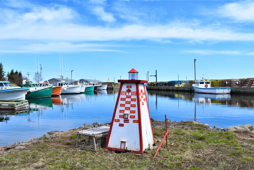The Toney River Memorial Lighthouse holds a prominent place at the Toney River Wharf. 