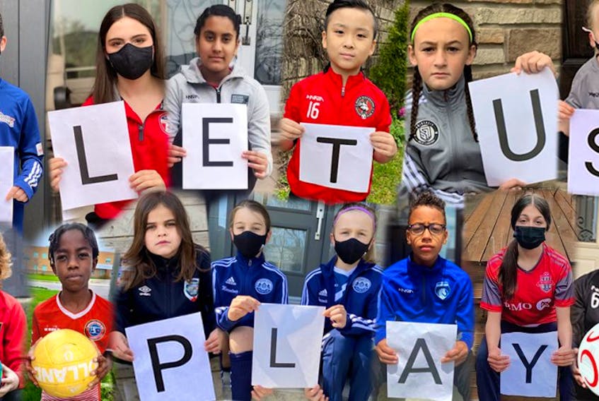 Ontario Soccer plans to send this composite image as part of a letter to Premier Doug Ford on Wednesday, urging the province to allow outdoor organized soccer again. 