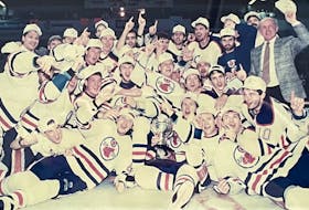 Members of the Cape Breton Oilers are shown after winning the Calder Cup championship on May 30, 1993. It was the team’s only championship in Sydney. Today marks the 25th anniversary of the day the Oilers relocated to Hamilton, Ont. CAPE BRETON POST PHOTO