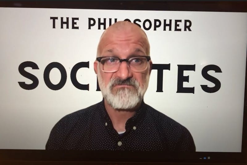 Zuppa Theatre Co.’s Ben Stone plays the great philosopher Socrates in the online edition of the earthy, interactive Pop-Up Love Party, which takes its exploration of desire to Zoom on Saturday at 9 p.m. - Zuppa Theatre Co.