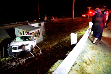 A single-vehicle rollover in Portugal Cove sent two people to hospital Friday night. Keith Gosse/The Telegram