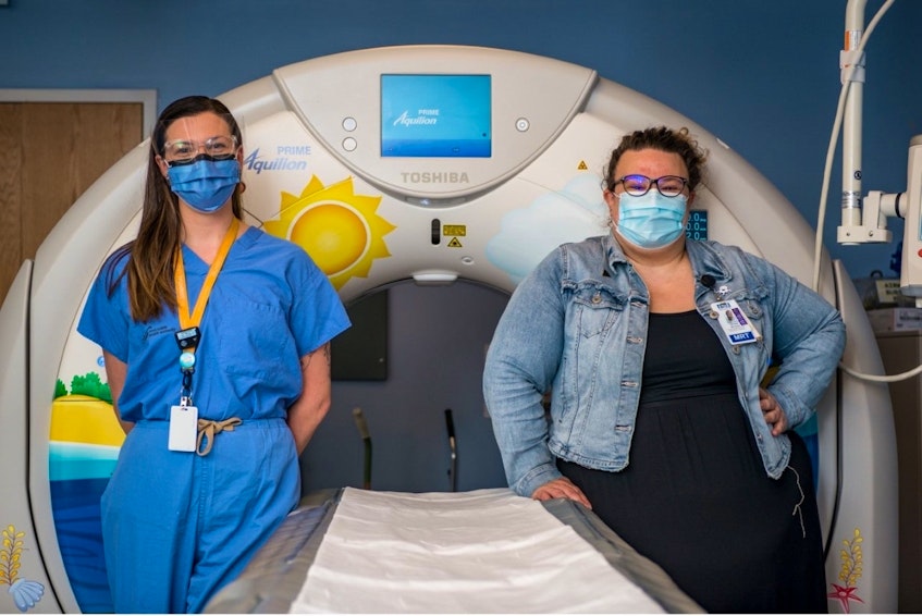 A study by IWK Health researchers Jessica Kimber (left) and Megan Brydon (right) says virtual reality can help health-care workers empathize with patients leading to better patient outcomes. Photo by Ryan Wilson, IWK - Contributed