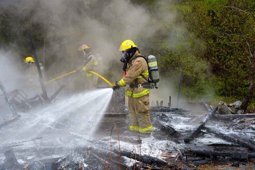 A cabin on the Southern Shore highway was destroyed by fire Thursday afternoon. Keith Gosse/The Telegram 