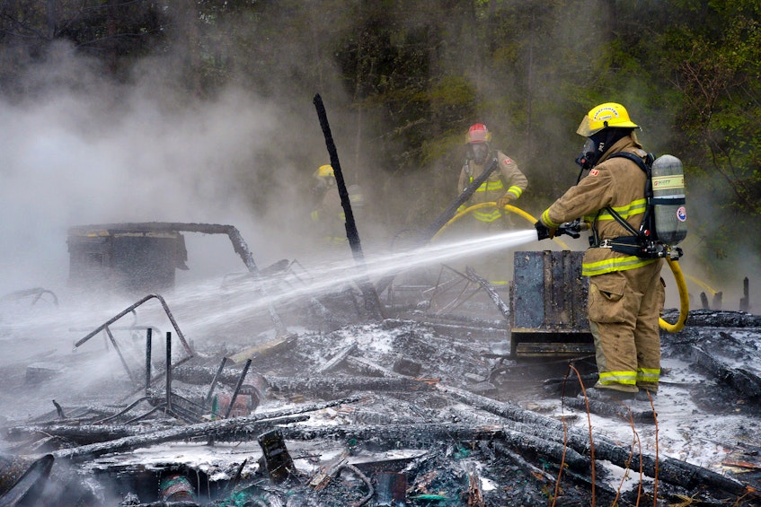 A cabin on the Southern Shore highway was destroyed by fire Thursday afternoon. Keith Gosse/The Telegram 
