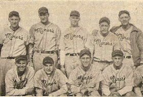 The Glace Bay Miners captured the 1938 Cape Breton Colliery League baseball championship, defeating the New Waterford Dodgers in the final. From left, front row, Lester Crabb, Nap Ross, Lou Lowe, Ralph Bellrose, Fred Noble and Bill Jones; back, Del Bissonette (manager), Stanley Green, Lou Lepine, Melvin Scarmella, Tony Novello, Roy Moore and Bill Chamberlain. CONTRIBUTED