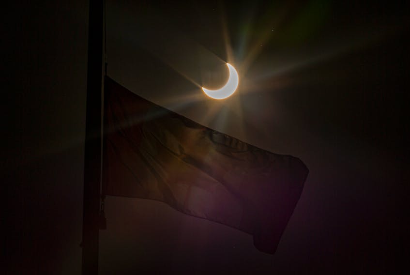 FOR NEWS STANDALONE:
A partial solar eclipse is seen over Cole Harbour, NS early Thursday morning June 10, 2021. Nova Scotians were able to see between 60-70% of the eclipse.

TIM KROCHAK PHOTO