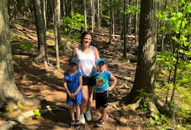 Heather Fegan and her daughters, Anna, left, and Rosie, recently enjoyed a hike at Sandy Lake in Bedford. It's a great hike for families, with plenty of options for hikers.