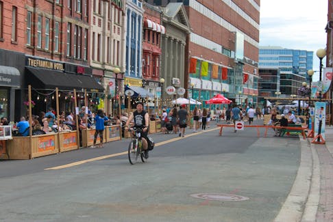 Last year, a total of 40 businesses, including 20 in last year's downtown Pedestrian Mall, applied to the City of St. John's for outdoor seating areas. This year, more than 80 businesses throughout the city have applied.
