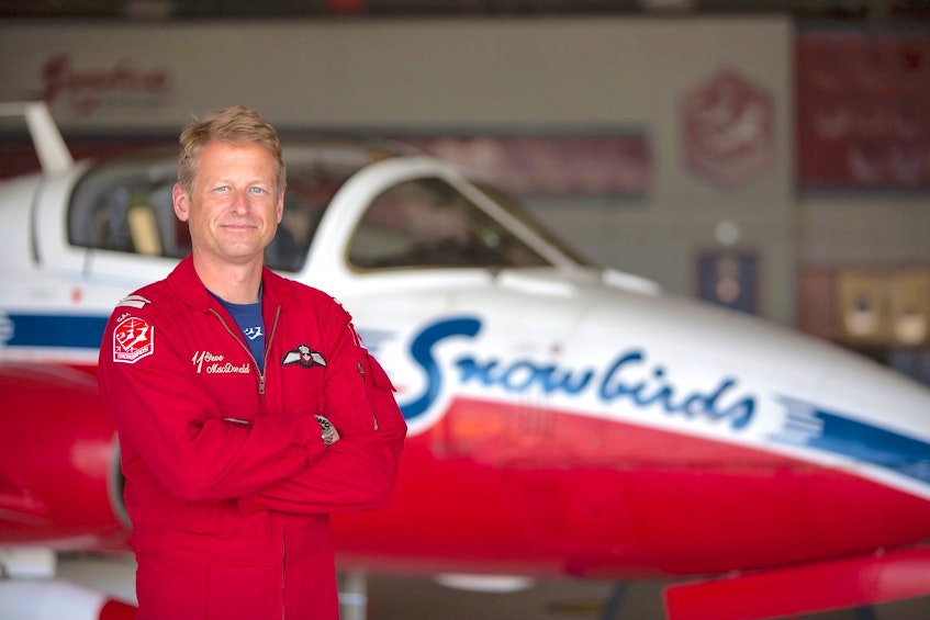 Capt. Steve MacDonald, who is from New Waterford, is living out his boyhood dream as a member of the snowbirds, Canada’s elite Snowbirds aerobatics team. Contributed/Canadian Forces