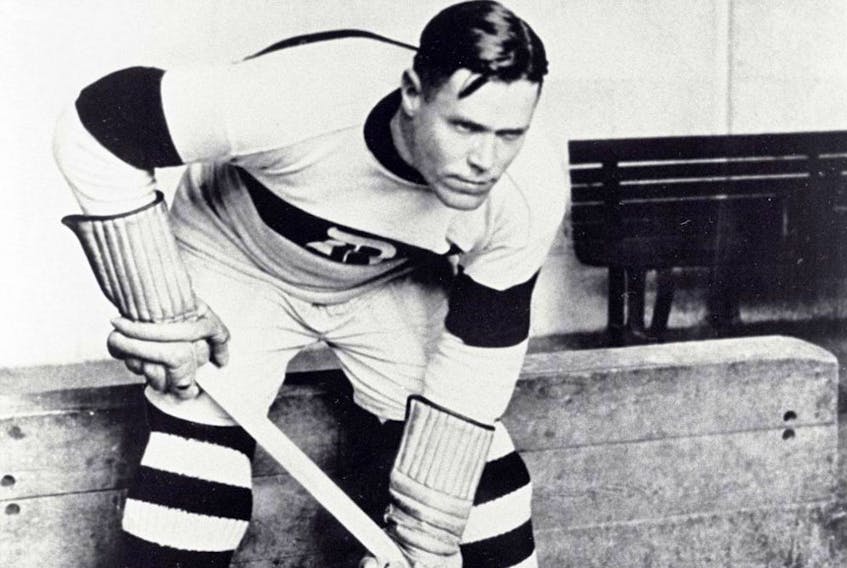 Frank Fredrickson, who once scored 39 goals in 30 games for the Victoria Cougars in 1922-23, is seen here in his Detroit Cougars uniform during the 1926-27 season. Inset: While still in his teens, the Winnipeg native enlisted in the 223rd Battalion made up of soldiers mostly of Nordic heritage during World War I.  
HOCKEY HALL OF FAME PHOTOS