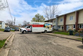 A U-Haul parked outside a rental unit on Sidella Drive, one of the streets included in the area commonly called Rockcliff Apartments, owned by Ava Holdings Ltd. CAPE BRETON POST PHOTO