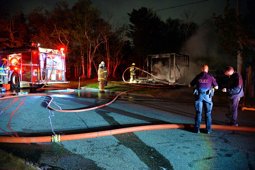 A shed and two cars were destroyed by fire early Wednesday morning in Mount Pearl. Keith Gosse/The Telegram 