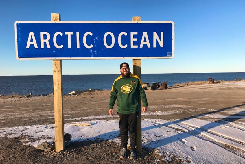 Edmonton long-snapper Ryan King, who hails from Sherwood Park, was part of a crew made up of players and club staff who made a Northwest Territories excursion through Tuktoyaktuk and Inuvik in October, 2019. The trip included stops at schools to talk about football and deliver the Telus-wise cyber bullying presentations.