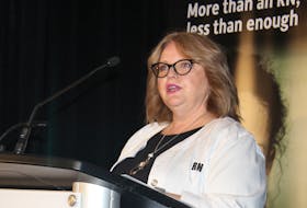 Registered Nurses Union president Yvette Coffey launches a new ad campaign at the Delta Hotel in St. John’s Wednesday.