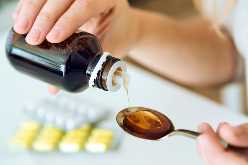 Codeine can be used an additive in cough syrup, but can no longer be purchased from drugstore shelves. — 123RF — 123RF