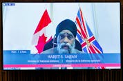 Minister of National Defence Harjit Sajjan speaks virtually during question period in the House of Commons on June 22, 2021.