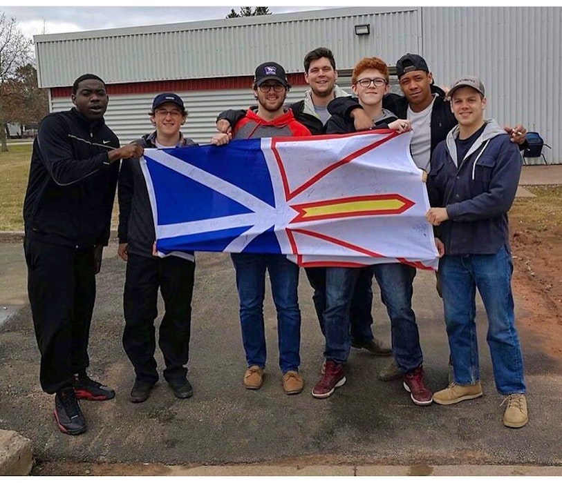 Dylan Snow hasn’t seen his old classmates and lifelong friends in over a year. From left are Reco Thurston, Lucas Muttart, Noah Stewart, Kalen Veitch, Snow, Isaiah McKinnon and Michael Steele, pictured here as they prepare to part ways after graduating from the plumbing and pipefitting program at Holland College in 2019.   - Contributed