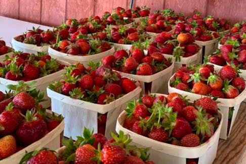 Fresh strawberries from Prime's Marshalltown Market.