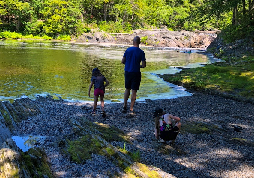 You can wade into the river on the bed of slate rock, skip stones on the water, or carefully go for a swim - signage warns against diving and reminds visitors to watch for currents.  - Heather Fegan