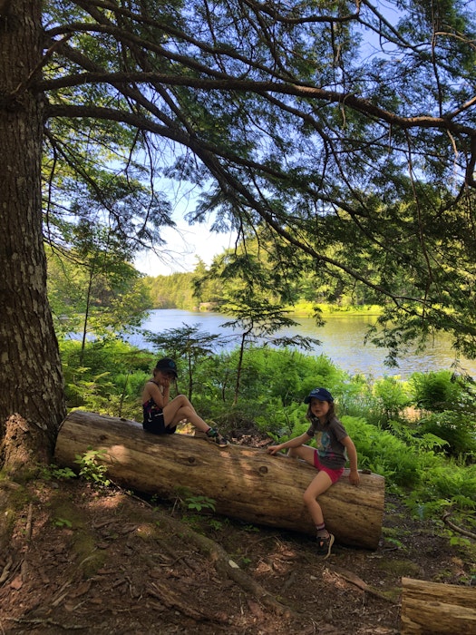 Anna and Rosie Fegan take a break beside the Mersey River. This picturesque and easy trail is great for kids and beginner hikers and makes for a fun family outing.  - Heather Fegan