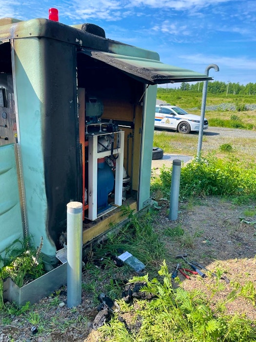 First responders attended the scene of a fire at a pump station in Grand falls-Windsor Monday, but police said the fire destroyed the pump. 
 - Contributed