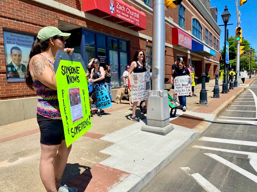 A June 24 noon-hour walk in Yarmouth was held to honour Colton Cook, who was murdered in September 2020, and Zack Lefave, who went missing on Jan. 1, 2021. Family and friends want to keep the men on the minds of the public. They made stops in downtown Yarmouth in front of the MLA's office and town hall. TINA COMEAU • TRICOUNTY VANGUARD - Tina Comeau
