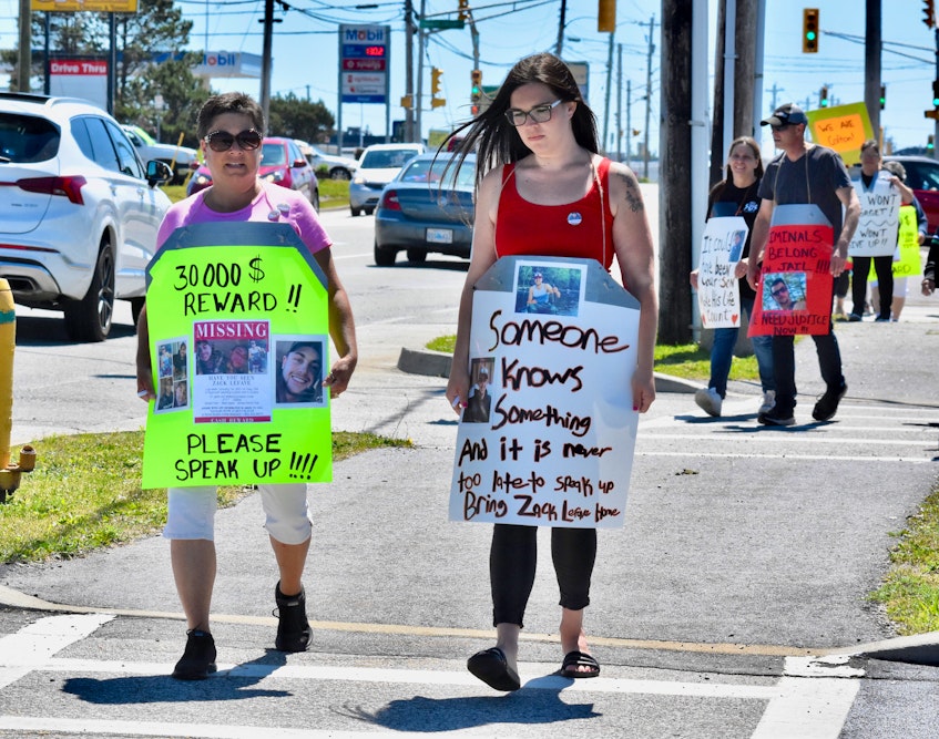 A June 24 noon-hour walk was held to honour Colton Cook, who was murdered in September 2020, and Zack Lefave, who went missing on Jan. 1, 2021. Family and friends want to keep the men on the minds of the public. TINA COMEAU • TRICOUNTY VANGUARD - Tina Comeau