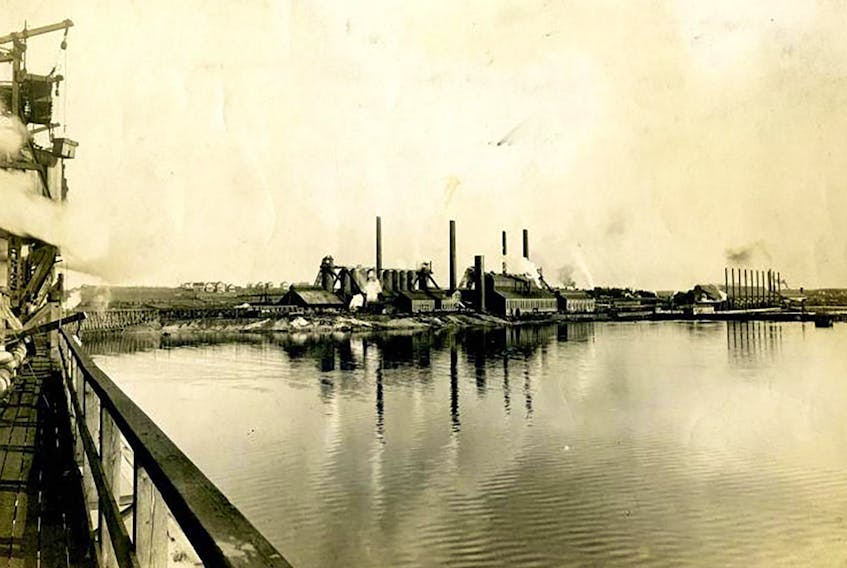 View of the steel plant in Sydney from the steel pier. Dominion Iron and Steel Company Steel Plant, ca 1905. CONTRIBUTED • 77-620-754, Beaton Institute, CBU