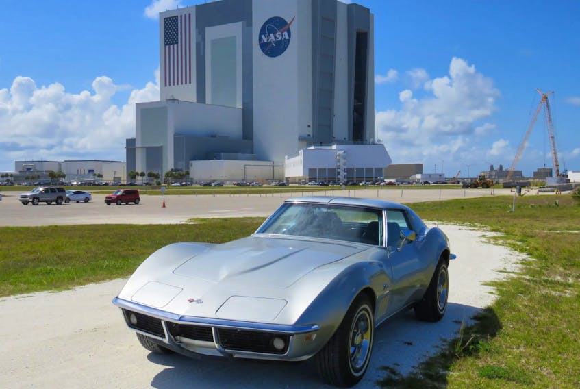 To get rid of carbon buildup on the spark plugs, Meyer would run his Corvette up to about 120 mph in front of NASA’s Vehicle Assembly Building. Contributed/Jim Meyer