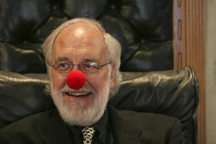 Andy Wells strikes a less-than-serious pose, sporting a clown nose in 2007. — Telegram file photo