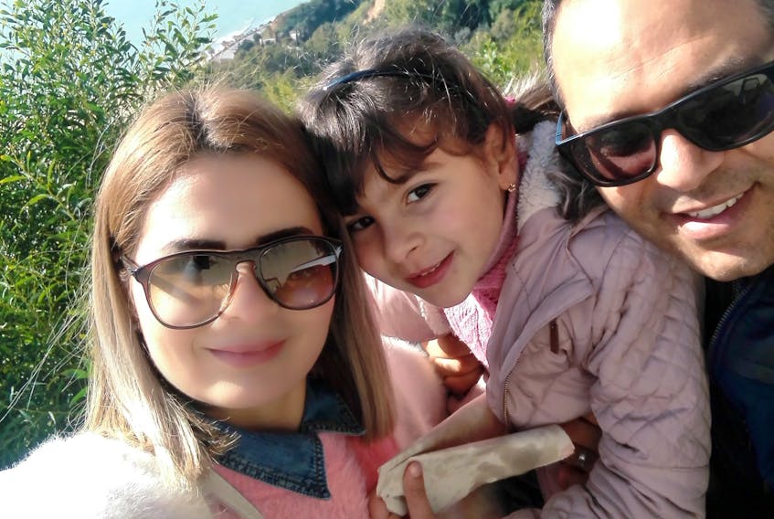 Chourouk Halloul (left), her daughter Kenza, and her husband Naim, can now come to Nova Scotia as Canada lifts travel restrictions for COPR holders. - submitted by Halloul