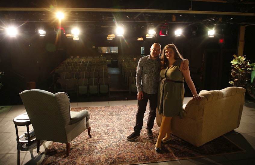 Dartmouth Players’ Dale Charron, president and Vanessa LaPine, vice president, are seen on the stage of the Dartmouth fixture. Next year will mark the end of the company’s 35-year run at the downtown Dartmouth venue.  - Tim Krochak