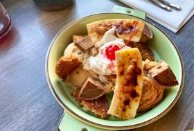 Dessert at Bar Brewdock changes daily. This peanut butter banana concoction was a banana split on steroids GABBY PEYTON PHOTO