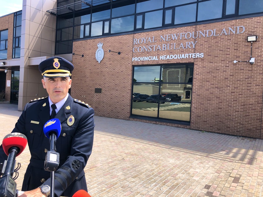 Inspector Colin McNeil, Royal Newfoundland Constabulary speaks to the media about the arrest of Kurt Churchill for the murder of James Cody in July 2020. - Joe Gibbons