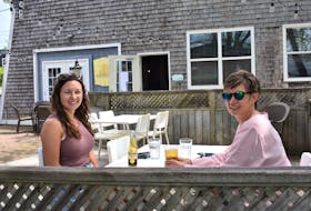 Lindy Quann and her mom Kim, from Pictou, enjoy a drink on the patio at Harbour House Ales and Spirits. 
