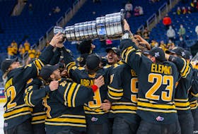 The Victoriaville Tigres raise the President Cup after beating the Val-d'Or Foreurs 4-2 in the QMJHL championship best-of-seven series.