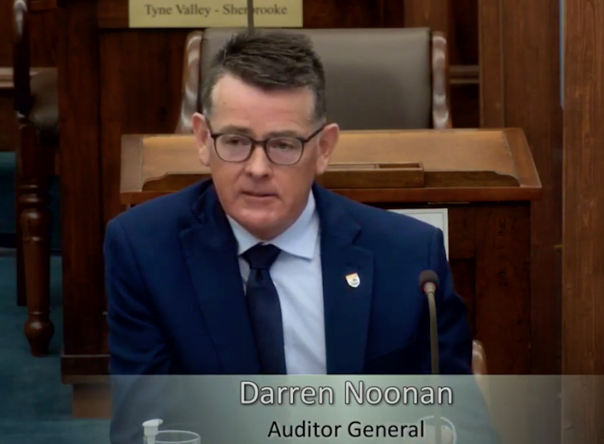 P.E.I. auditor general Darren Noonan answers questions Tuesday when he appeared before a meeting of the province’s standing committee on public accounts to speak about a recent report from his office examining the P.E.I. International Student Program. - Screen  grab