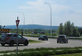 “It’s not like the lines have faded ... they're gone," CBRM Coun. Steve Gillespie says of the lack of lane markings throughout the Sydney River roundabout. IAN NATHANSON • CAPE BRETON POST
