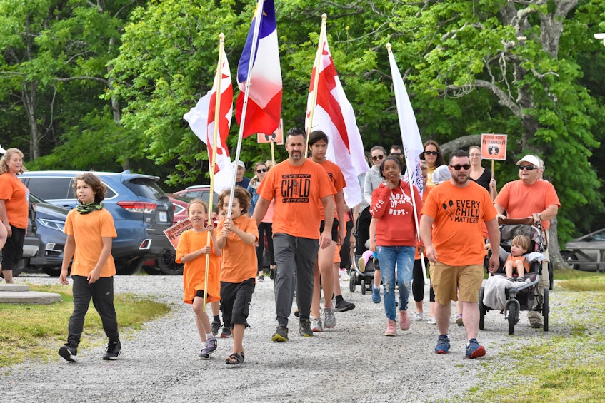 Canada Day morning family walk in Tusket, Yarmouth County, to remember the children of residential schools. TINA COMEAU PHOTO 