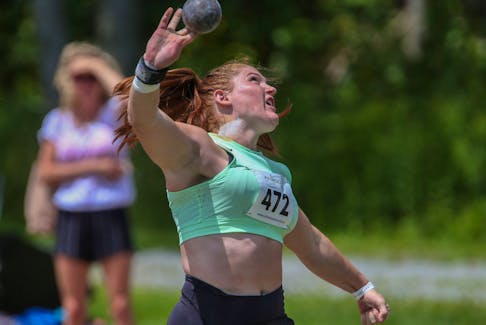 Sarah Mitton in action during an Athletics Nova Scotia meet at Beazley Field on Saturday.

TIM KROCHAK PHOTO