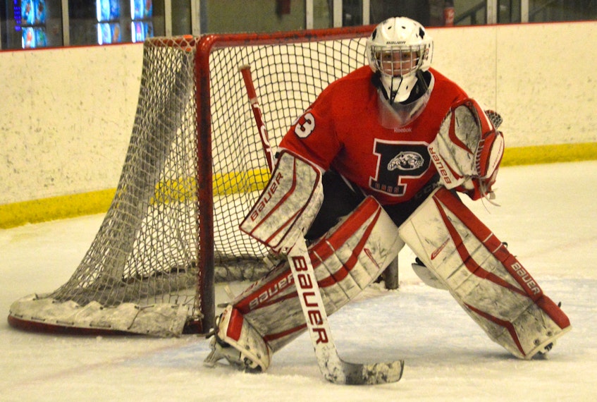 Darian MacInnis of the Glace Bay Panthers was named the Cape Breton High School Hockey League top goaltender for the 2020-21 season. Goaltending statistics were not accurately reported during the season. JEREMY FRASER/CAPE BRETON POST. - Jeremy Fraser