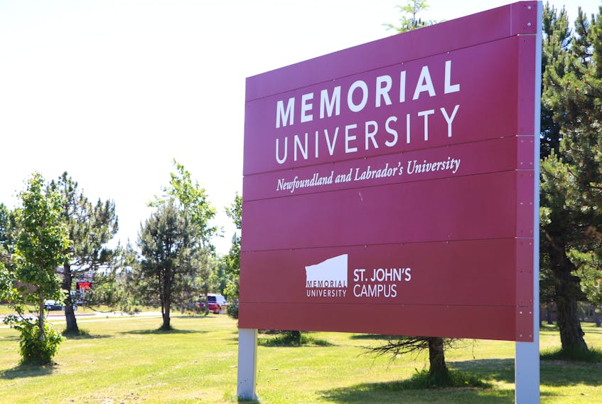 Memorial University campus sign in St. John's. 